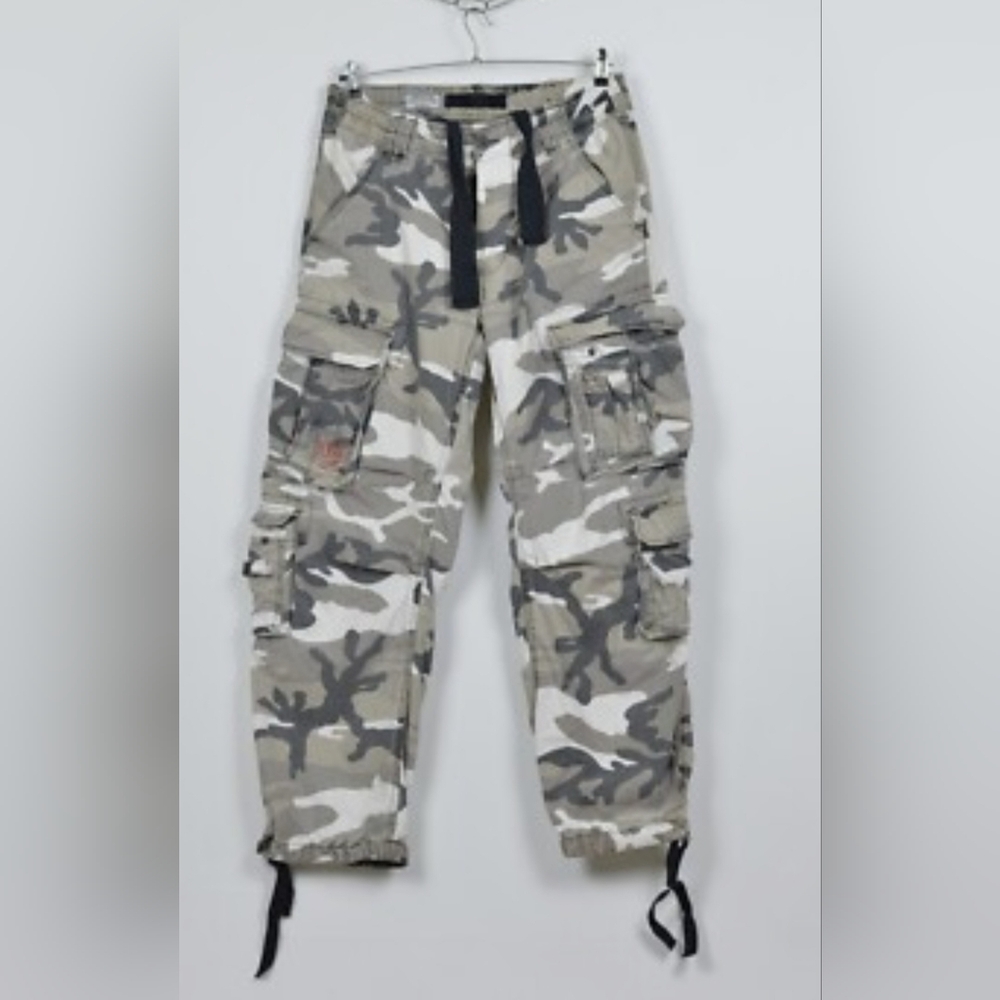Mens Camo Cargo Pants - Gray/White